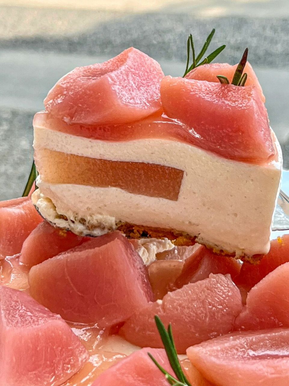 果肉多到pu出来 水果芝士蛋糕怎么这么好吃01 - 桃子果肉77冻芝士