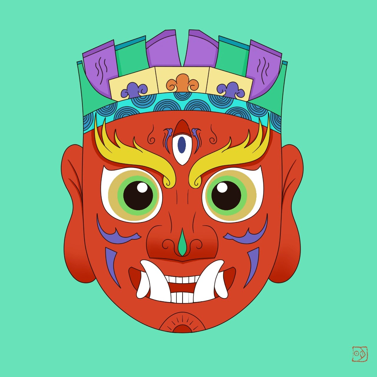 傩戏面具插画设计