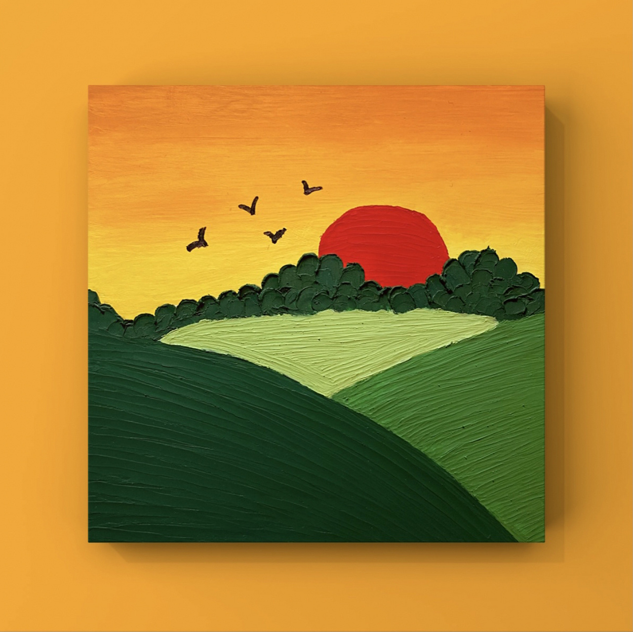 油画棒- 新手入门|四宫格|橙色系 78日出是每日的心动时刻,日落就是