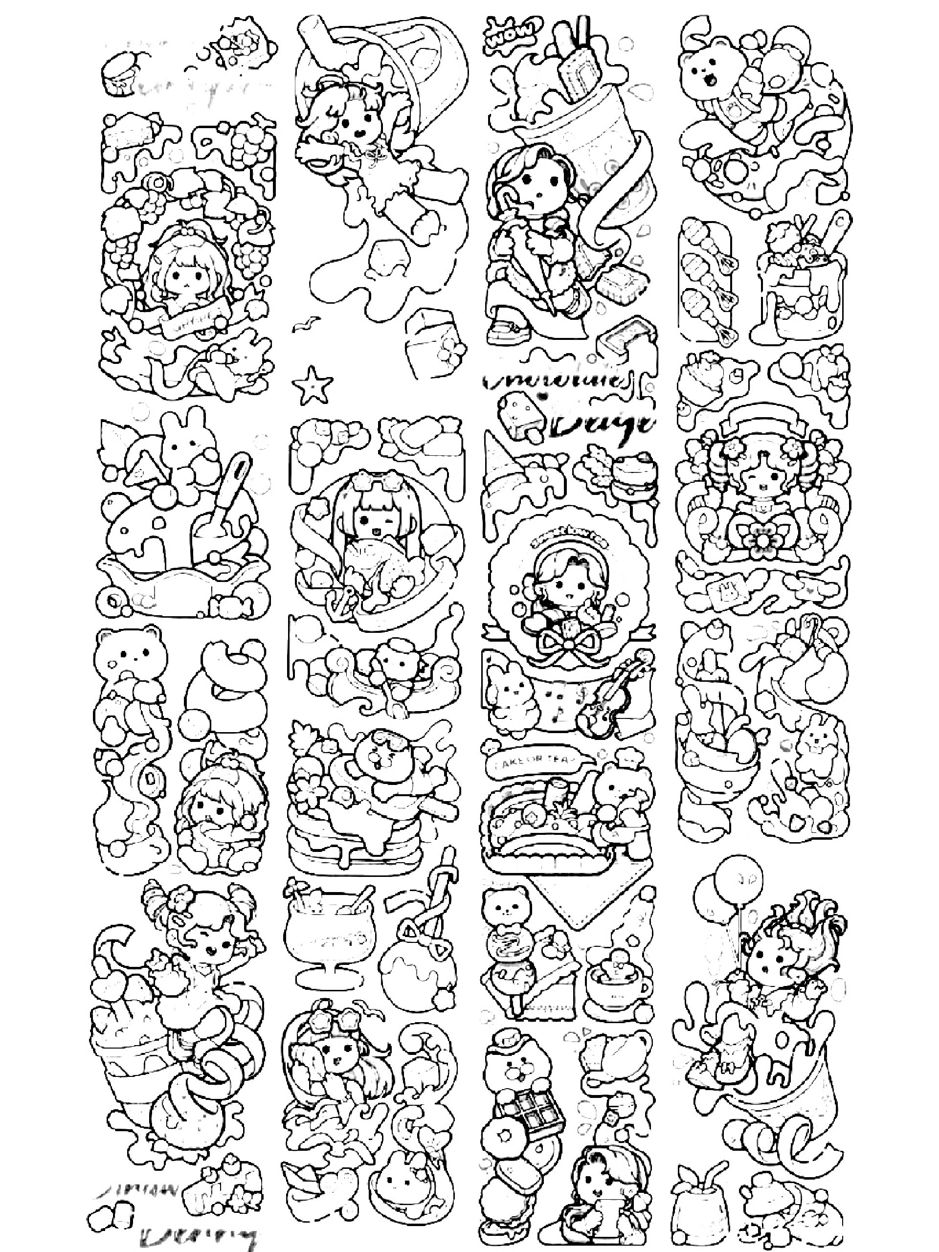 小麻薯贴纸黑白打打印 小