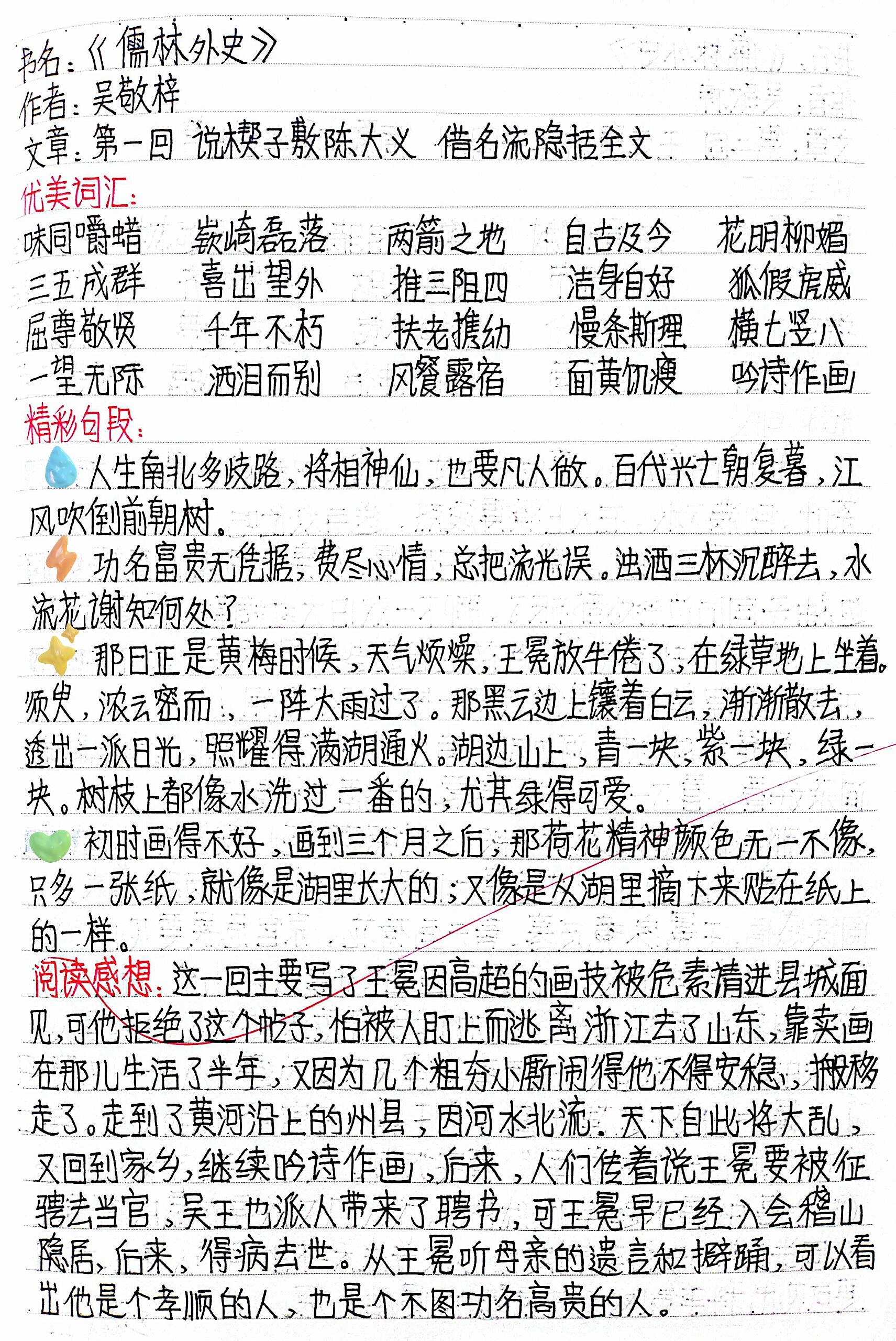 儒林外史读后感王冕图片