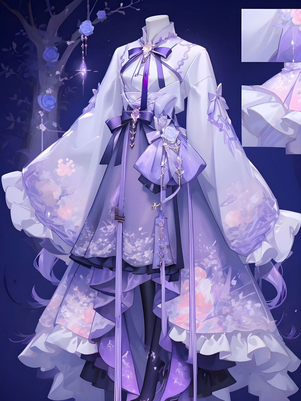 白色紫色系骑士服,仙女裙,oc服,手帐素材