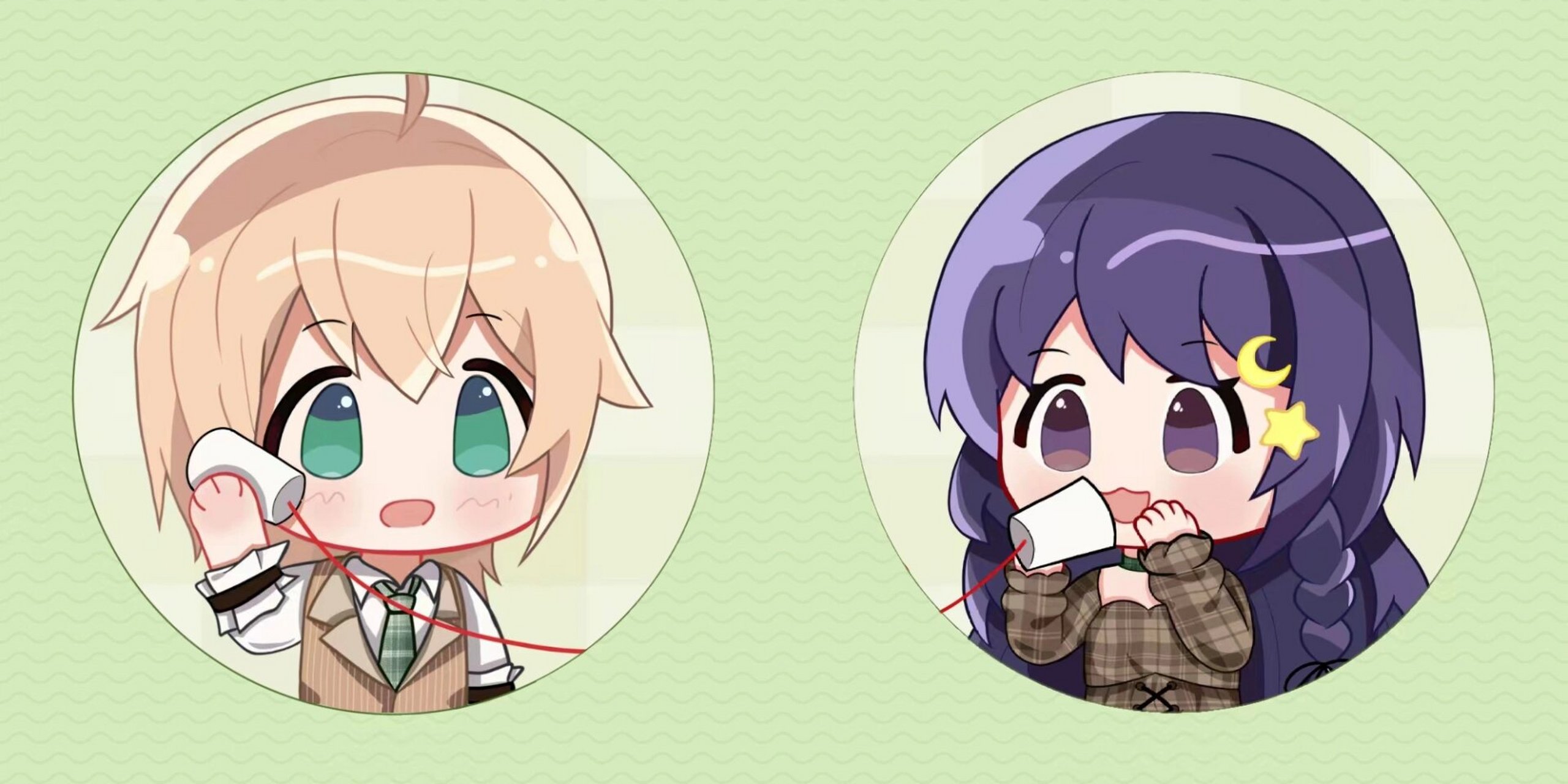 【路辰q版情头】 "纸杯话筒里的秘密只有我们能听到,学妹找到了一种