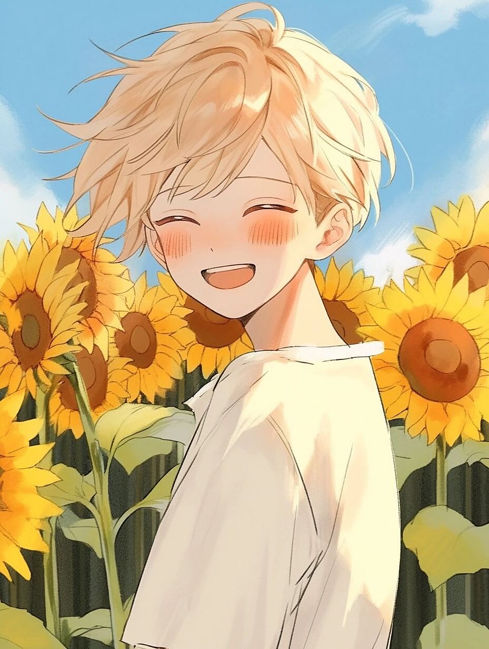 向日葵头像|治愈系|男生|情侣 向日葵花语:入目无他人,四下皆是你