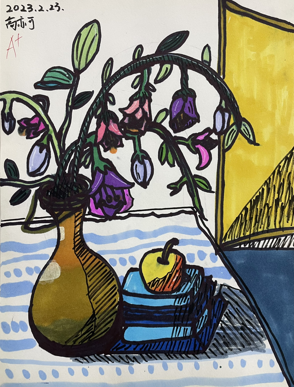 湘美版小学美术六年级《瓶花与水果》 学生随堂作业90159015