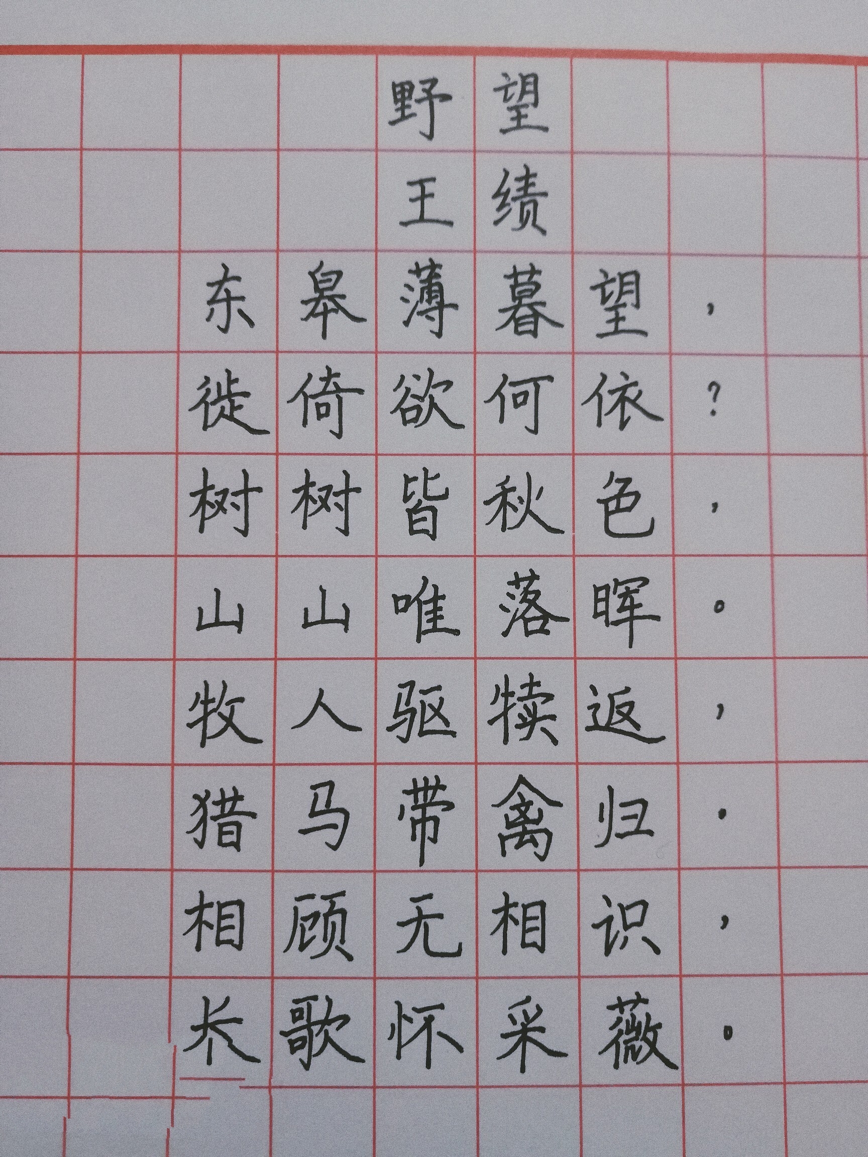 硬笔书法练习 唐诗《野望》