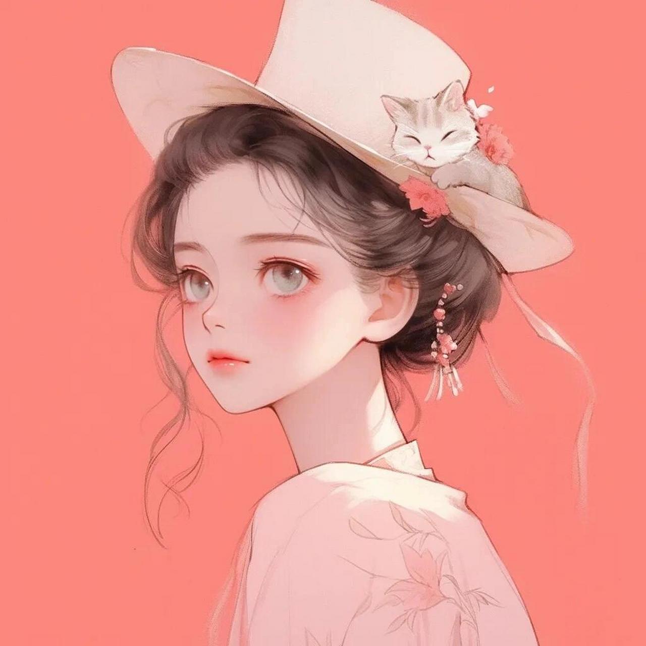 彩绘插画女生头像图片图片