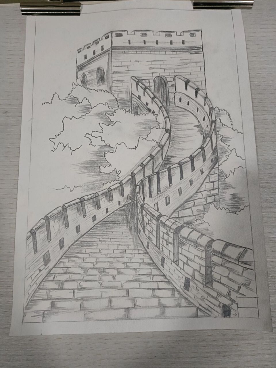 长城素描画简单 步骤图片