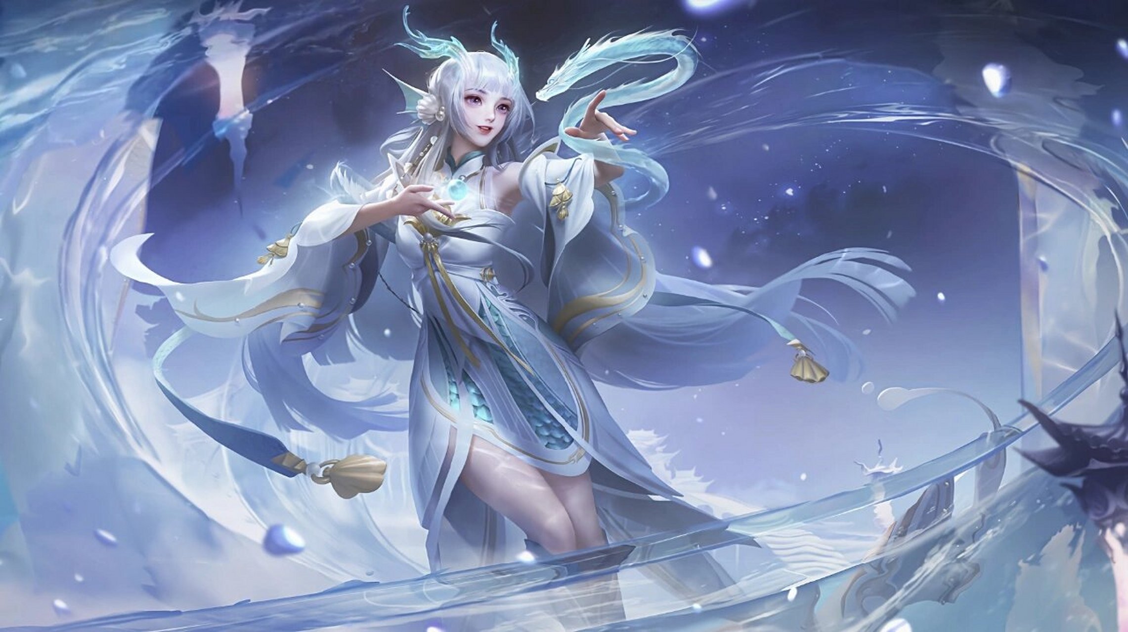 今日王者壁纸分享——西施fmvp 这款皮肤叫游龙清影,这次的海报和建模