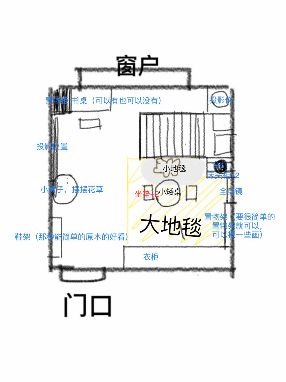 正方形的房间布置 这个正方形的小房间该怎么布置好呢?