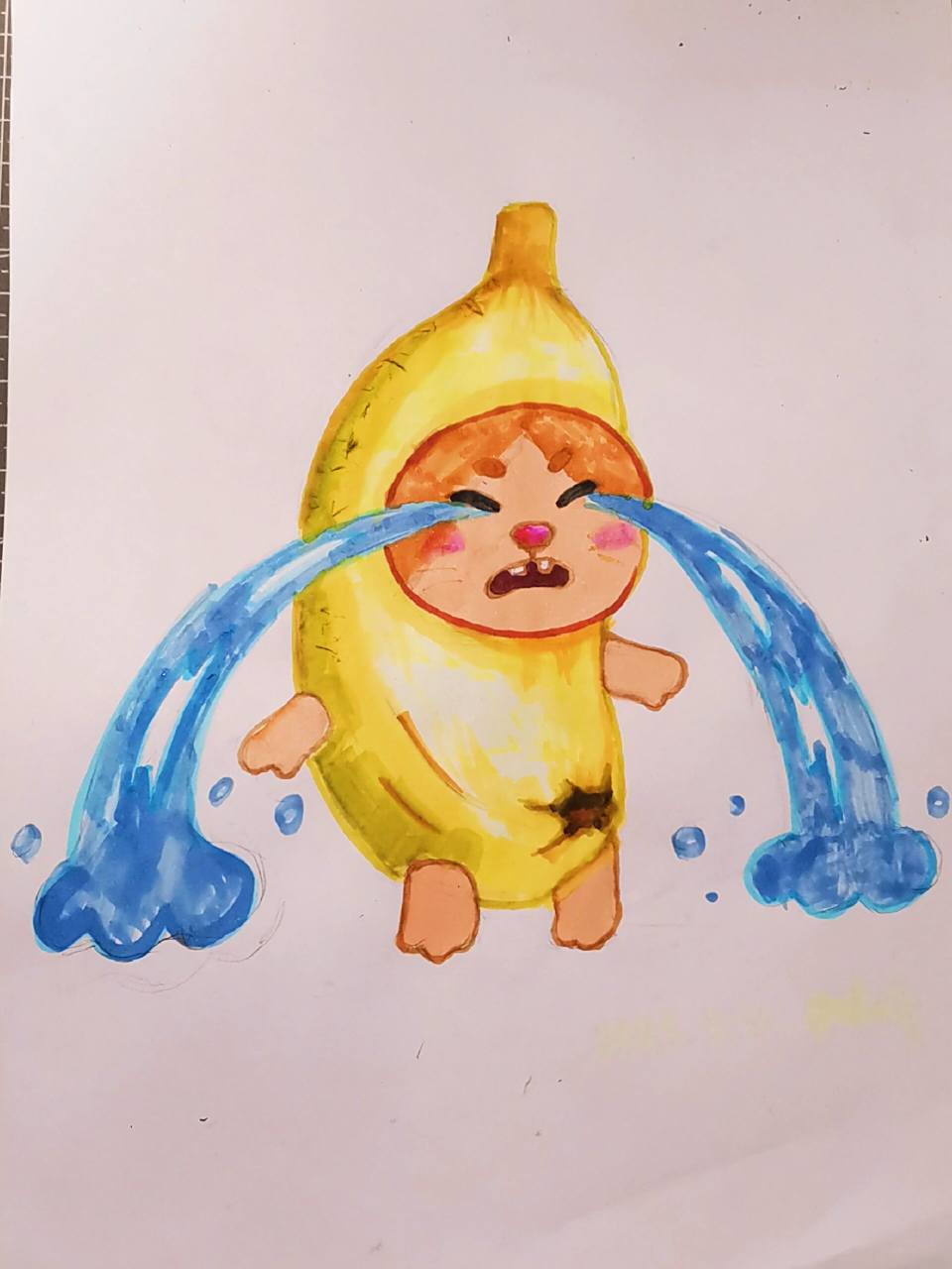 简笔画 香蕉猫 儿童画