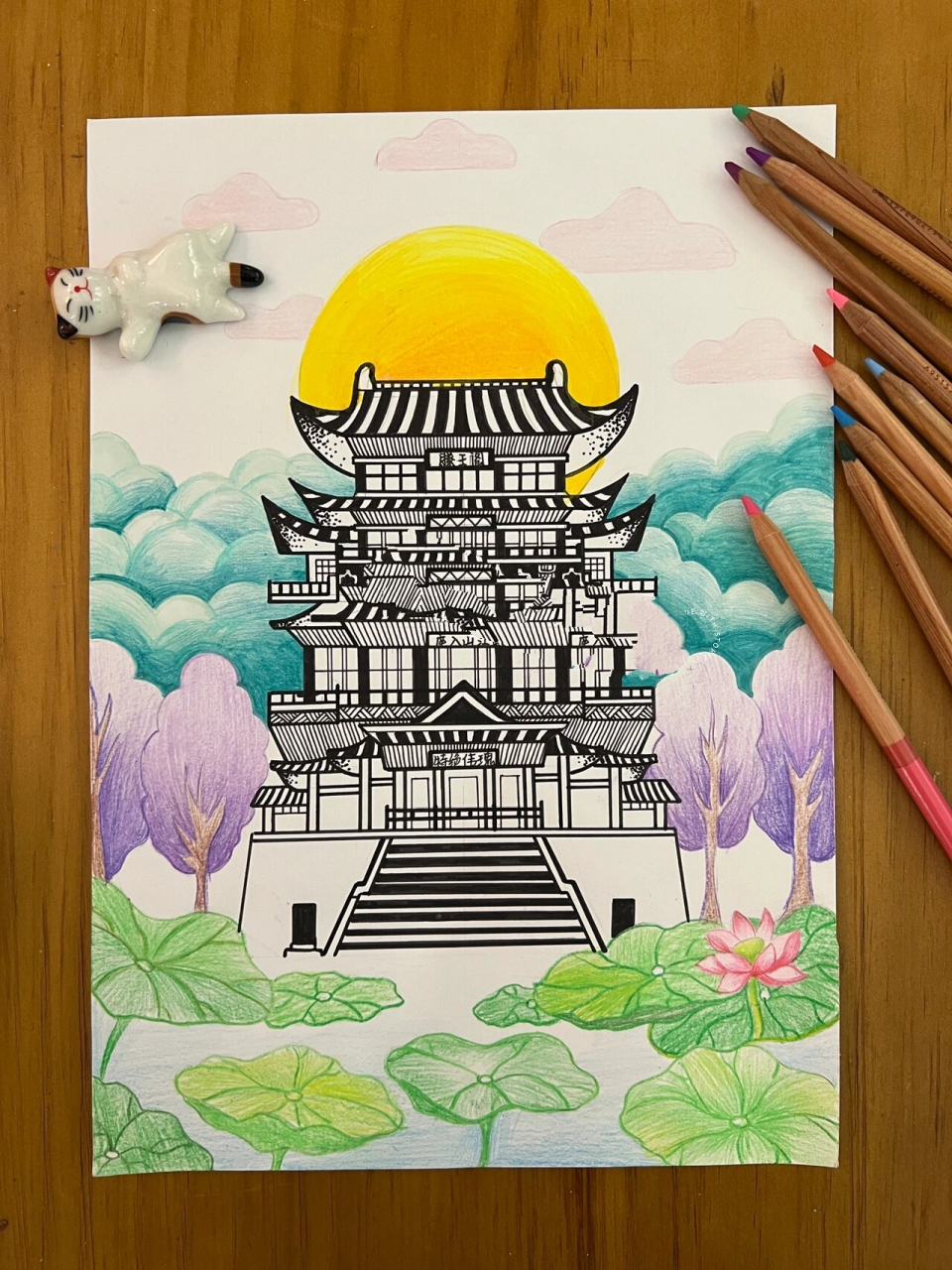 城市高楼线描画图片