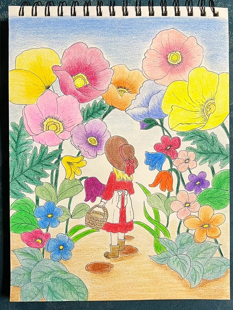 每个人心中都有一片花海(彩铅画) #手绘# #简笔画# #插画# #彩铅画