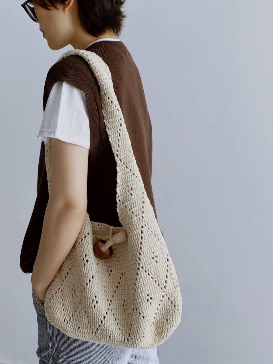 00编织斜挎包|菱格纹 包包:yk搜小辛娜娜-菱形包包 蘑菇:图纸参考.