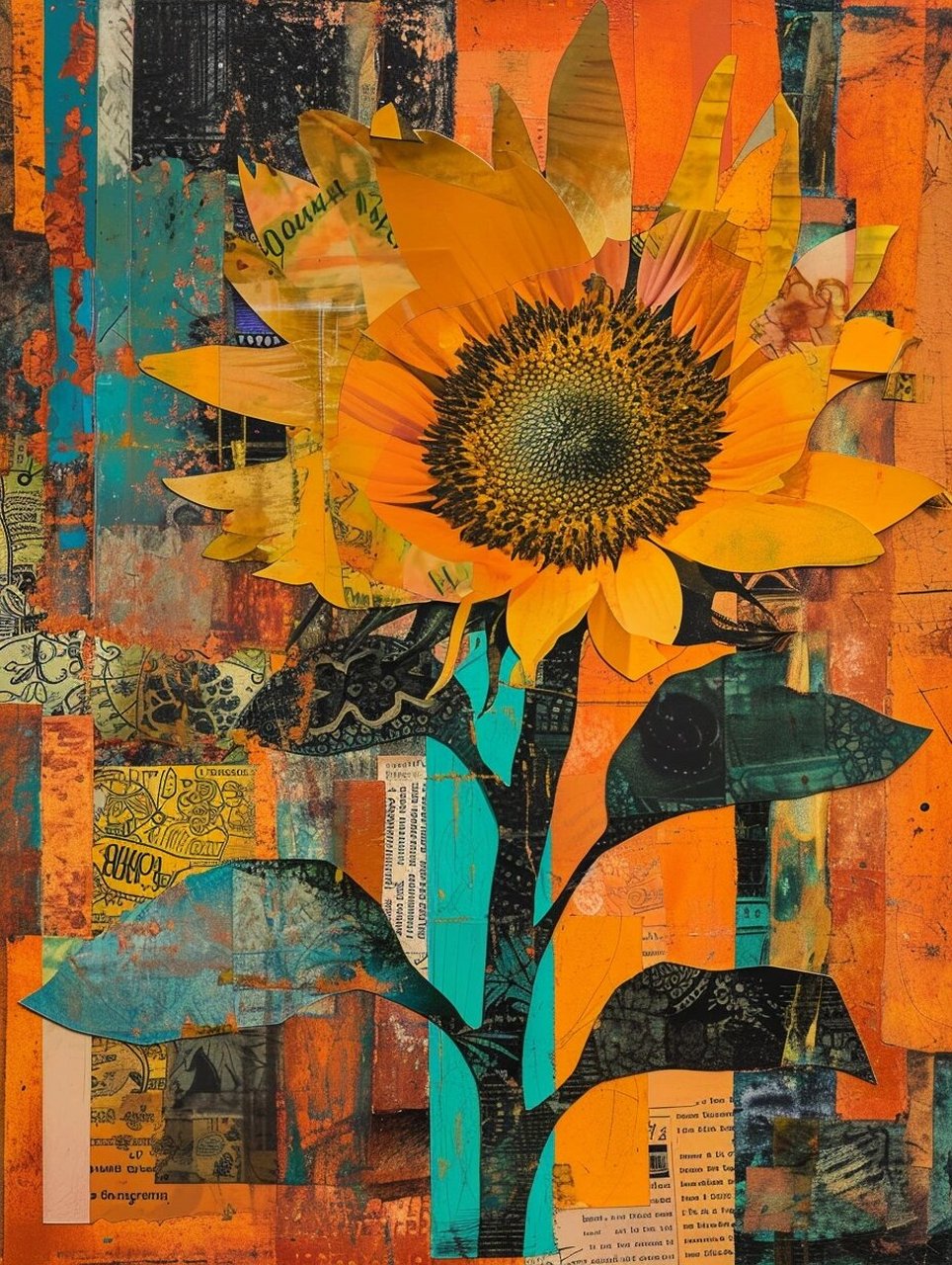 拼贴画·向日葵