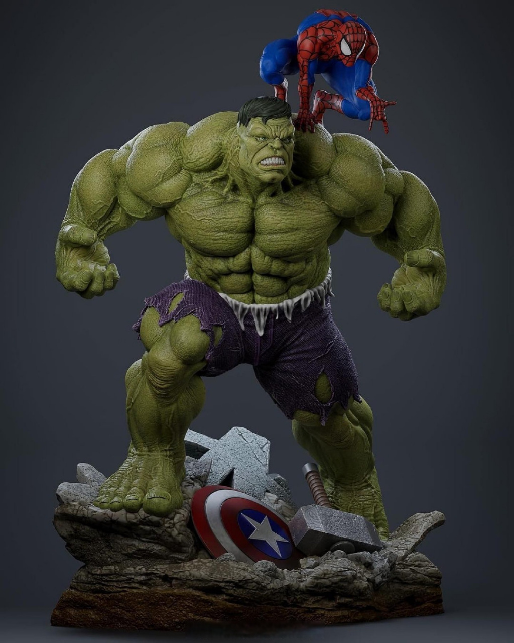 61 spidey & hulk 61 sculpted by andres lopez