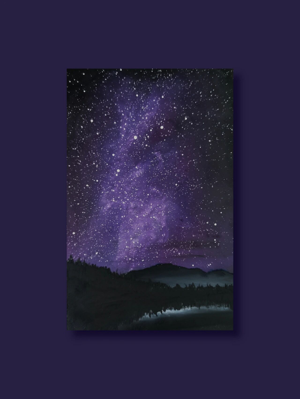 油画棒画紫色星空图片