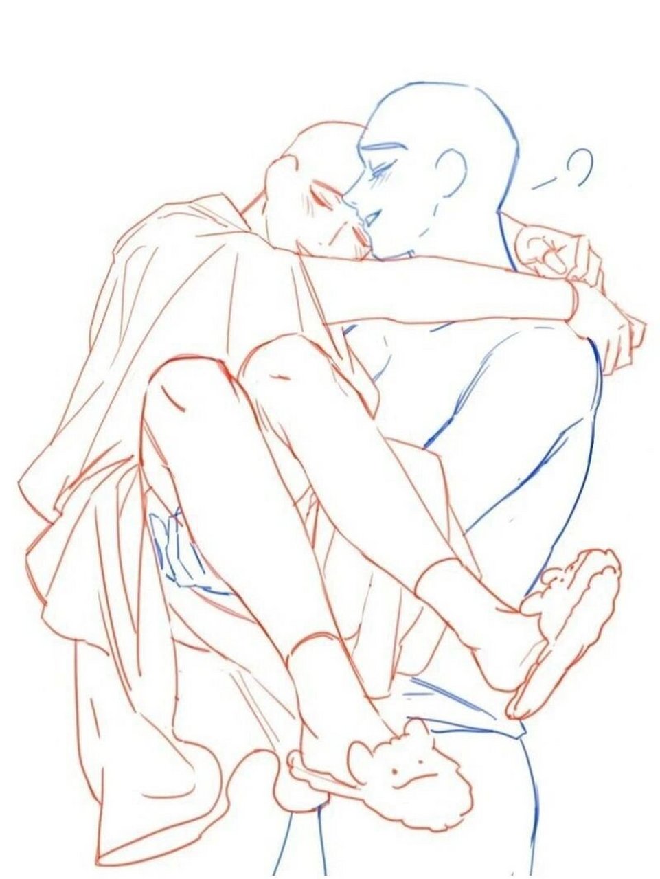 绘画素材|超甜情侣亲亲线稿模板