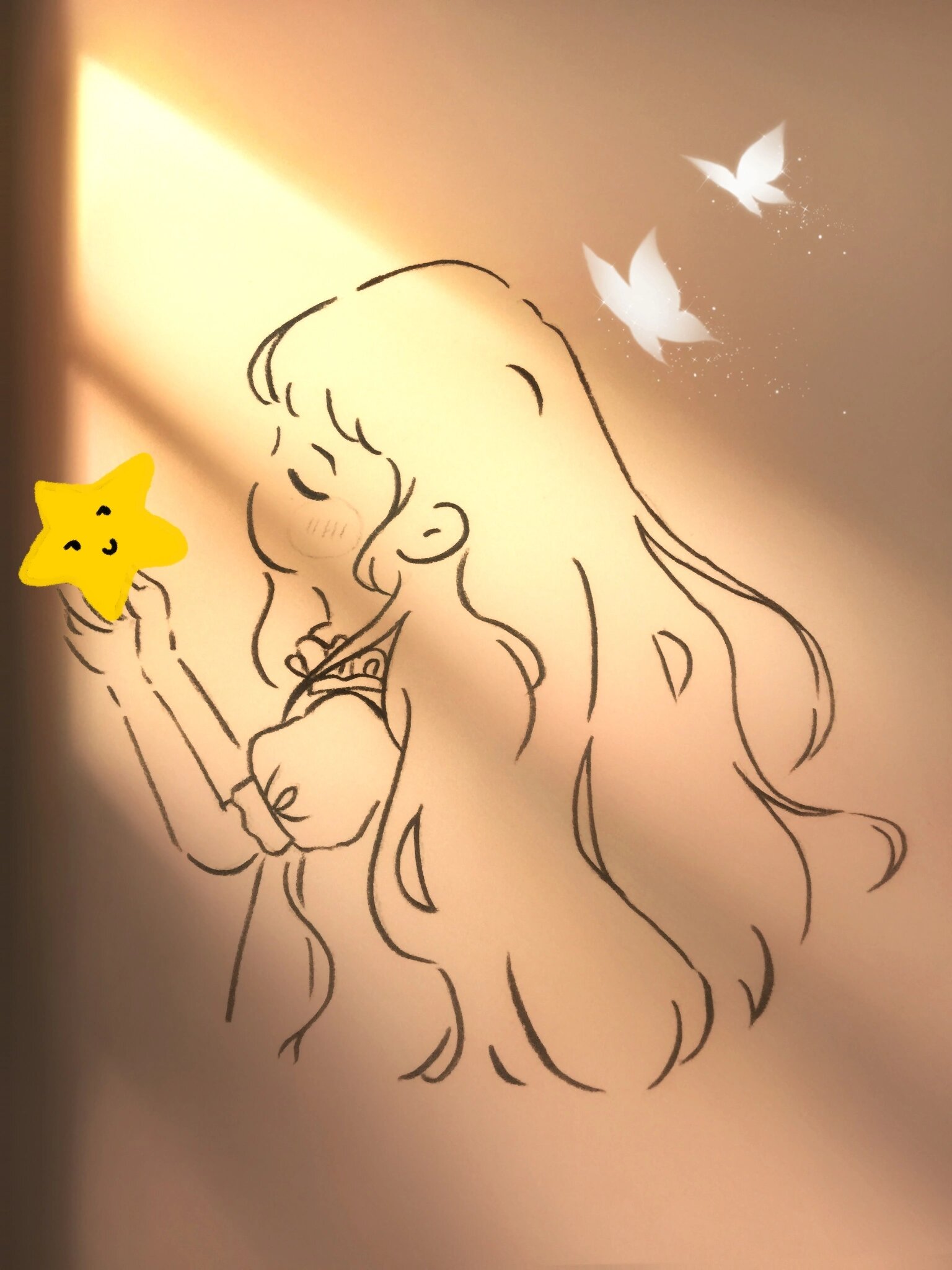 简笔画教程|小女孩 将星星与好运一起送给你们