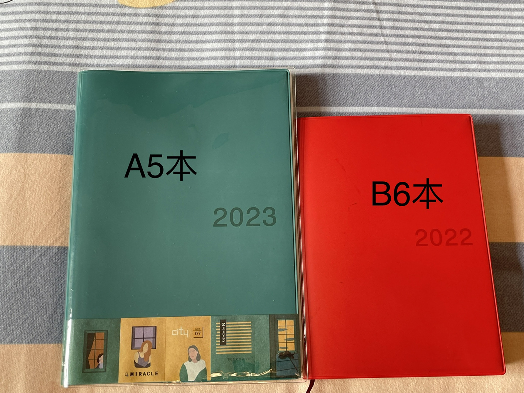muji日程本b6,a5尺寸对比 关于尺寸: -2022年的日程本是红色b6大小.