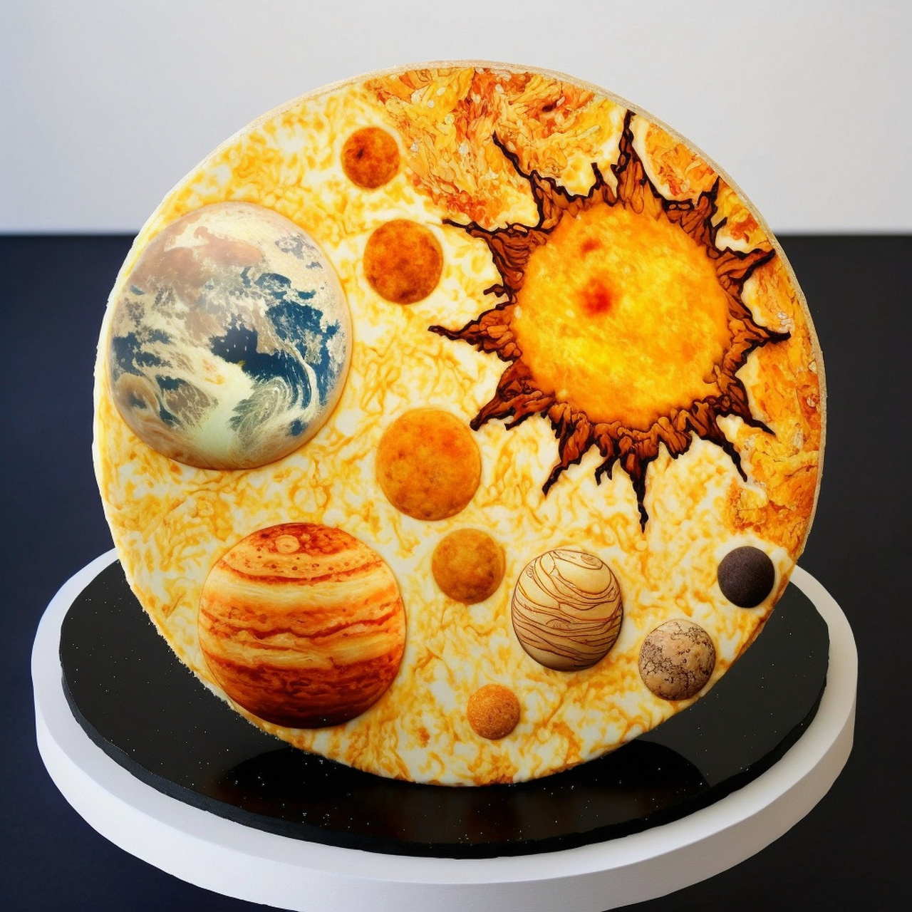 昨天忽然想到,奶油做的行星融化在蛋糕上的过程,不就是太阳系二维化么