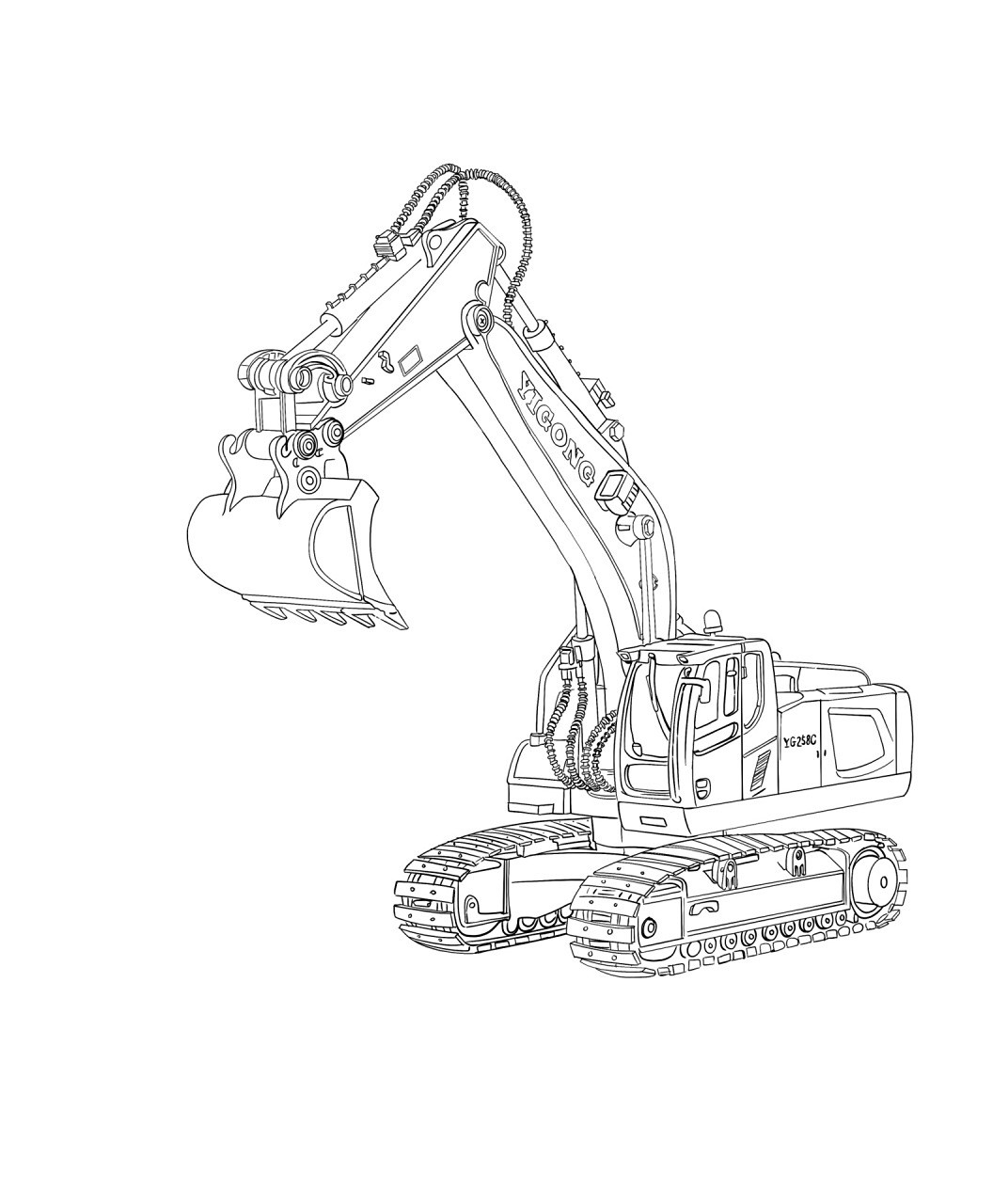 挖掘机:线描速写素材步骤分析分享