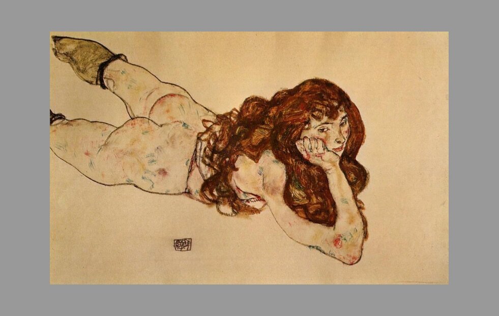 埃贡 席勒《腹部依地的女性裸体》 埃贡·席勒(egon schiele)喜欢裸体