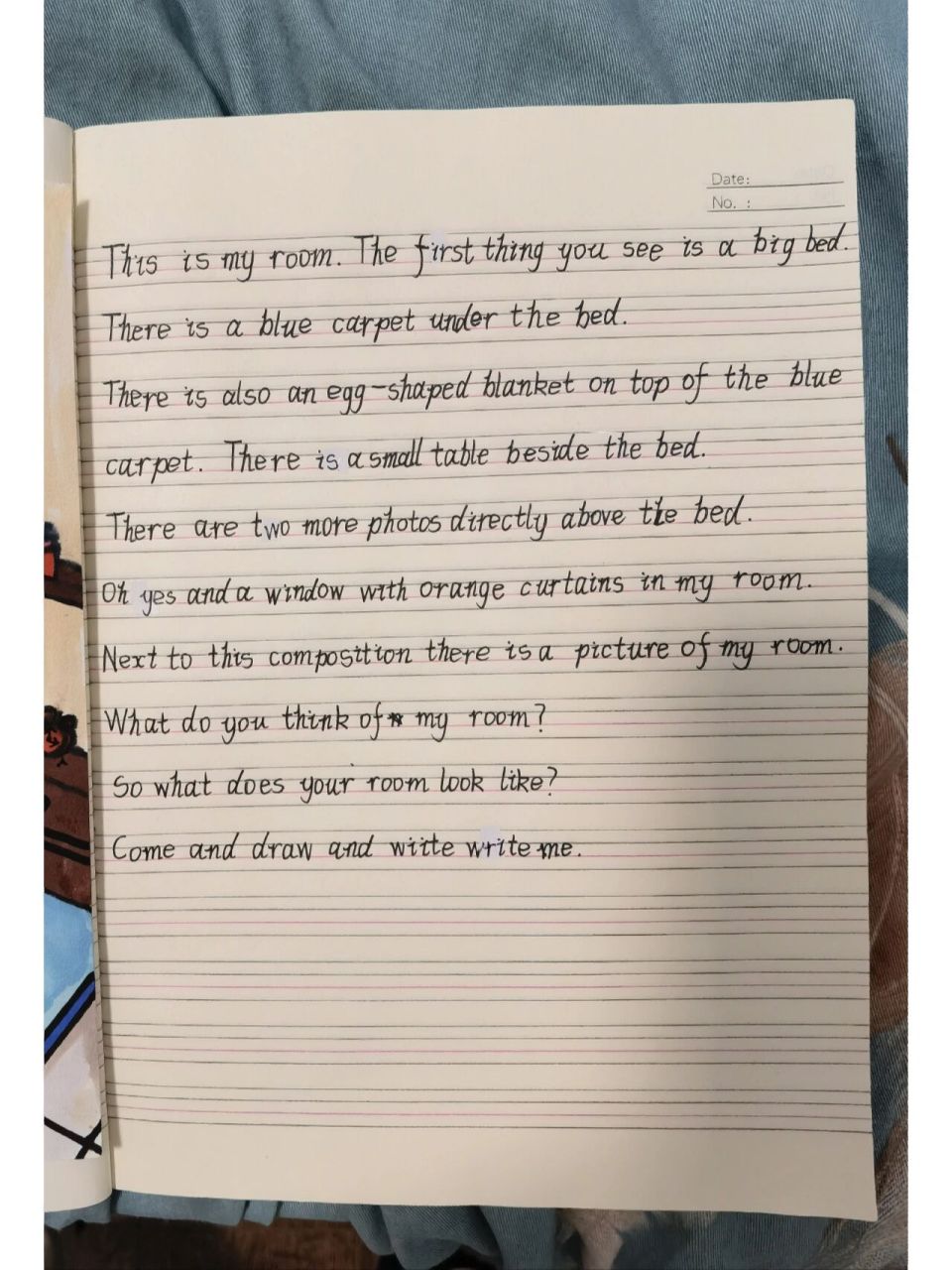 英语作文《我的房间》 女儿5年级的作业,反正我是完全看不懂,也不知道