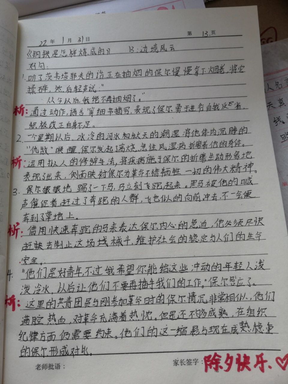 《钢铁是怎样炼成的》第13章好句摘抄 除夕快乐