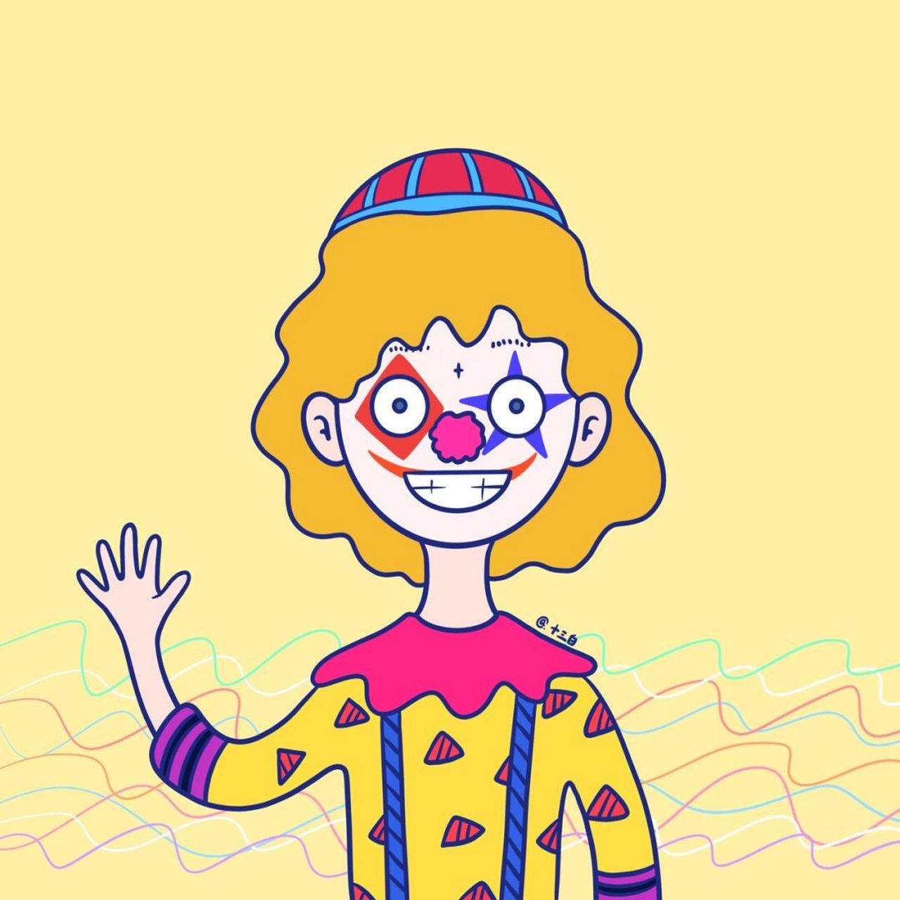 创意插画 手绘头像 小丑漫画 搞笑头像 #我是原创插画师