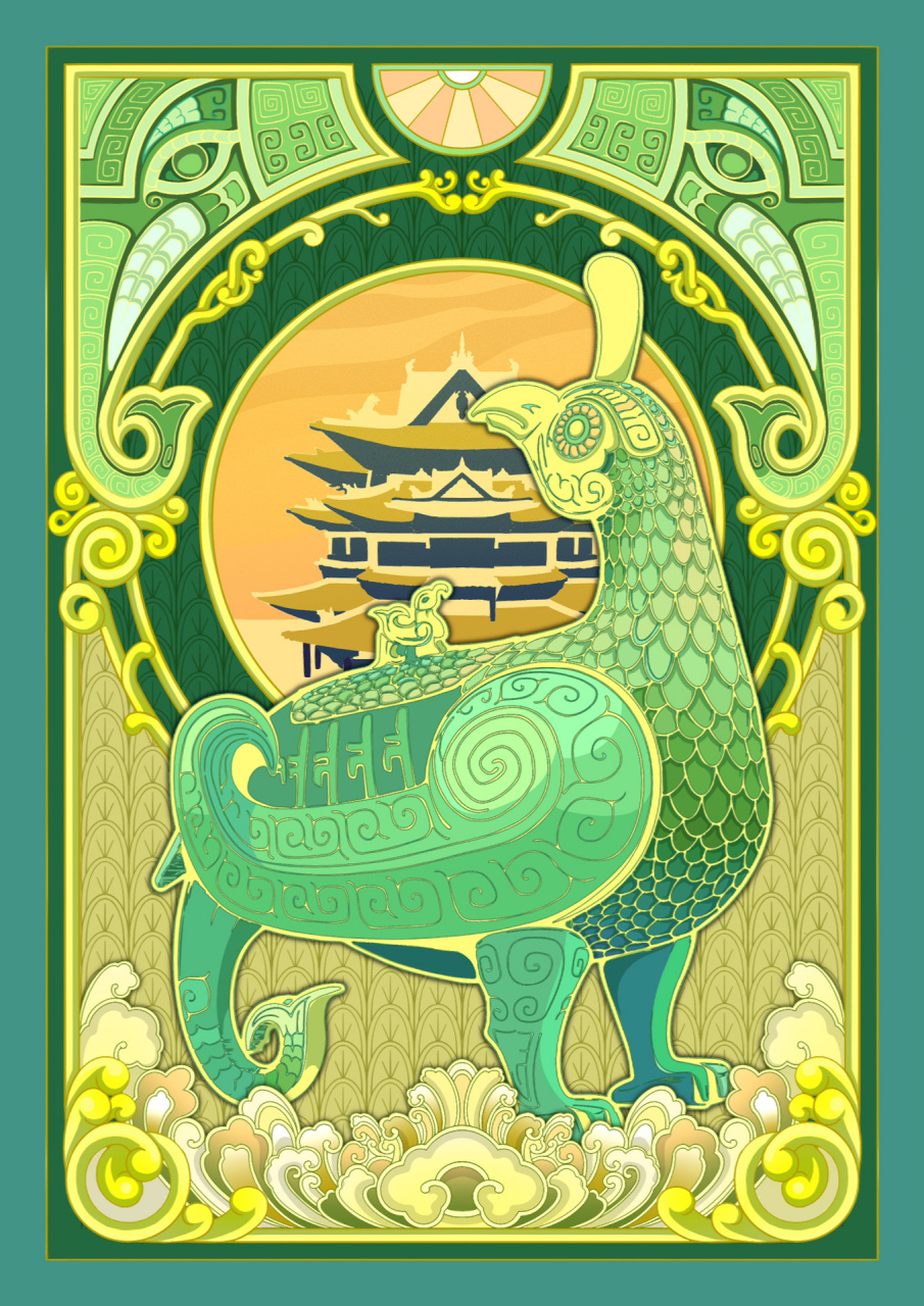 文物插画—晋侯鸟尊 文物插画:晋侯鸟尊出土地:山西省曲沃县北赵村晋