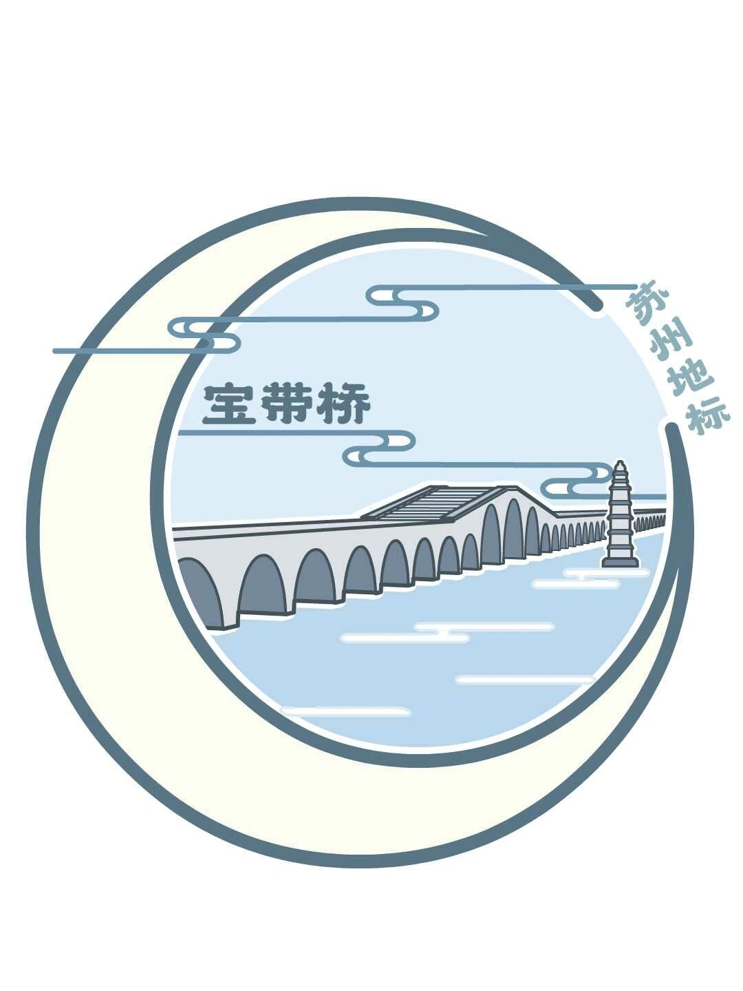 苏州城市地标建筑手绘矢量图