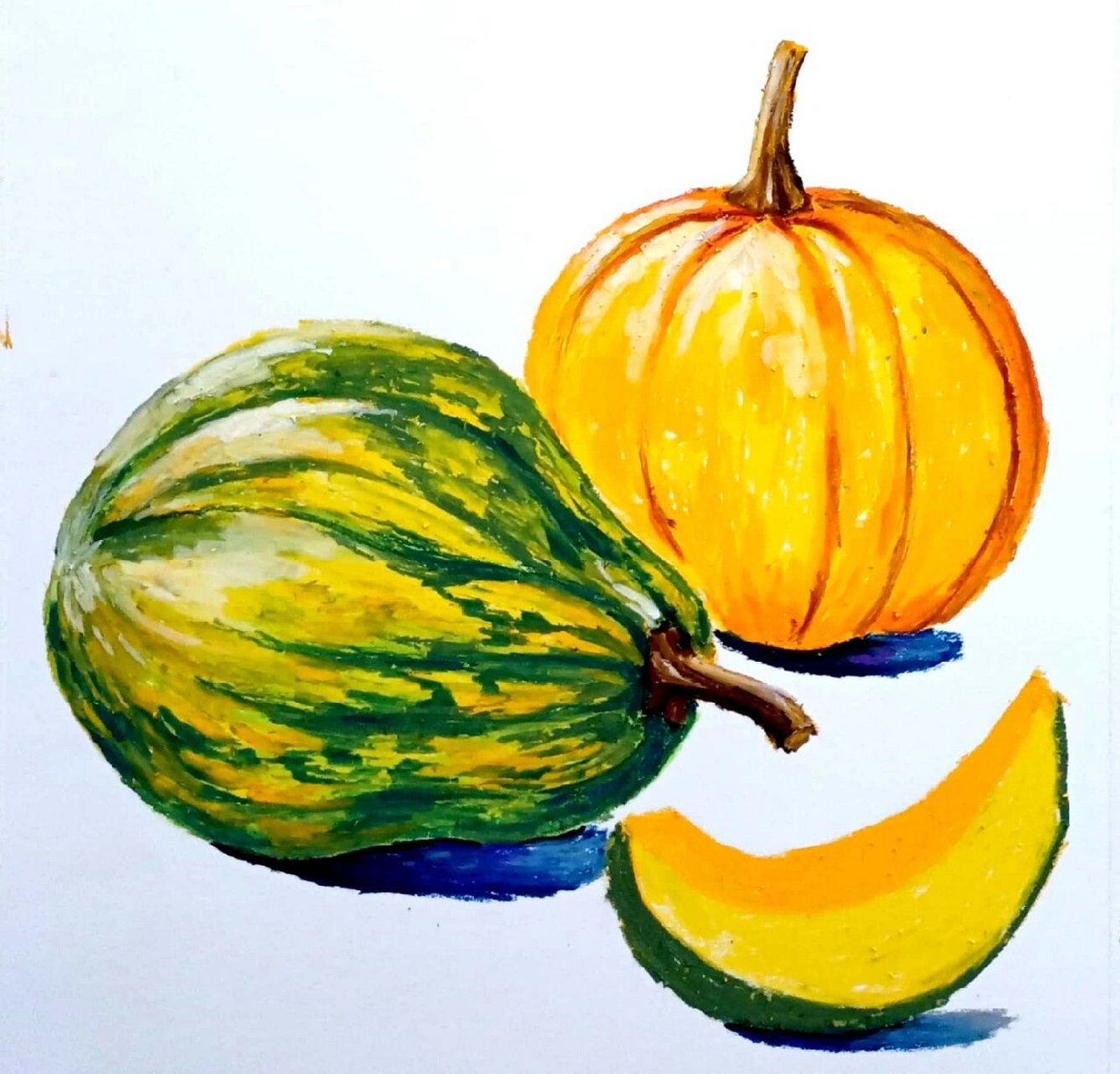 创意美术——南瓜 绘画主题:油画棒《南瓜》 时候年龄:8—10岁