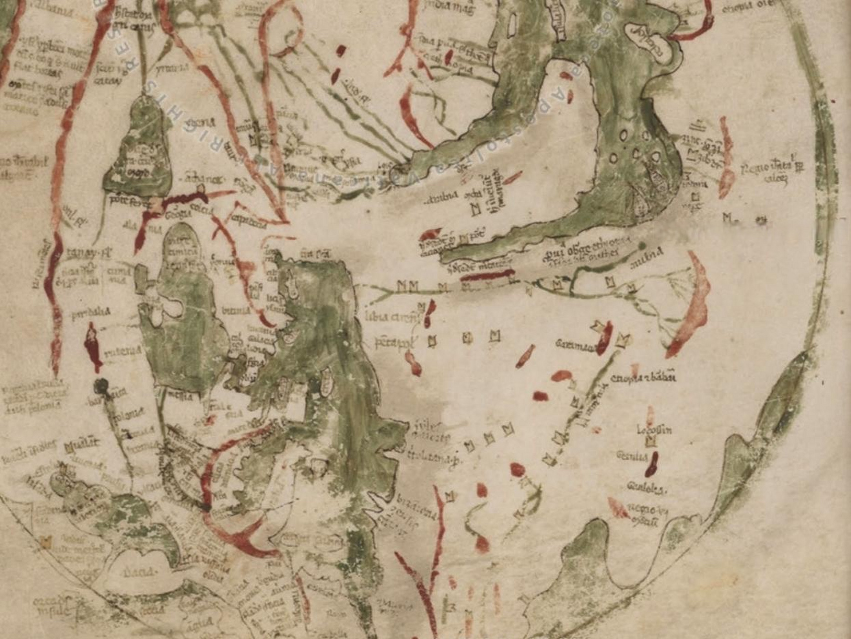 约1320年-现存的最古老的带有近代元素的圆形世界地图.