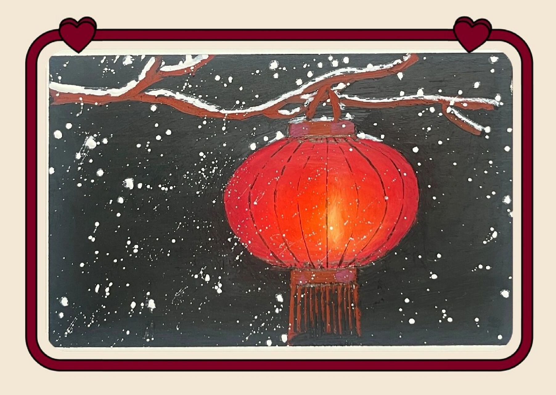 油画棒红灯笼过大年 #画画的日常# 今天是大年初一.