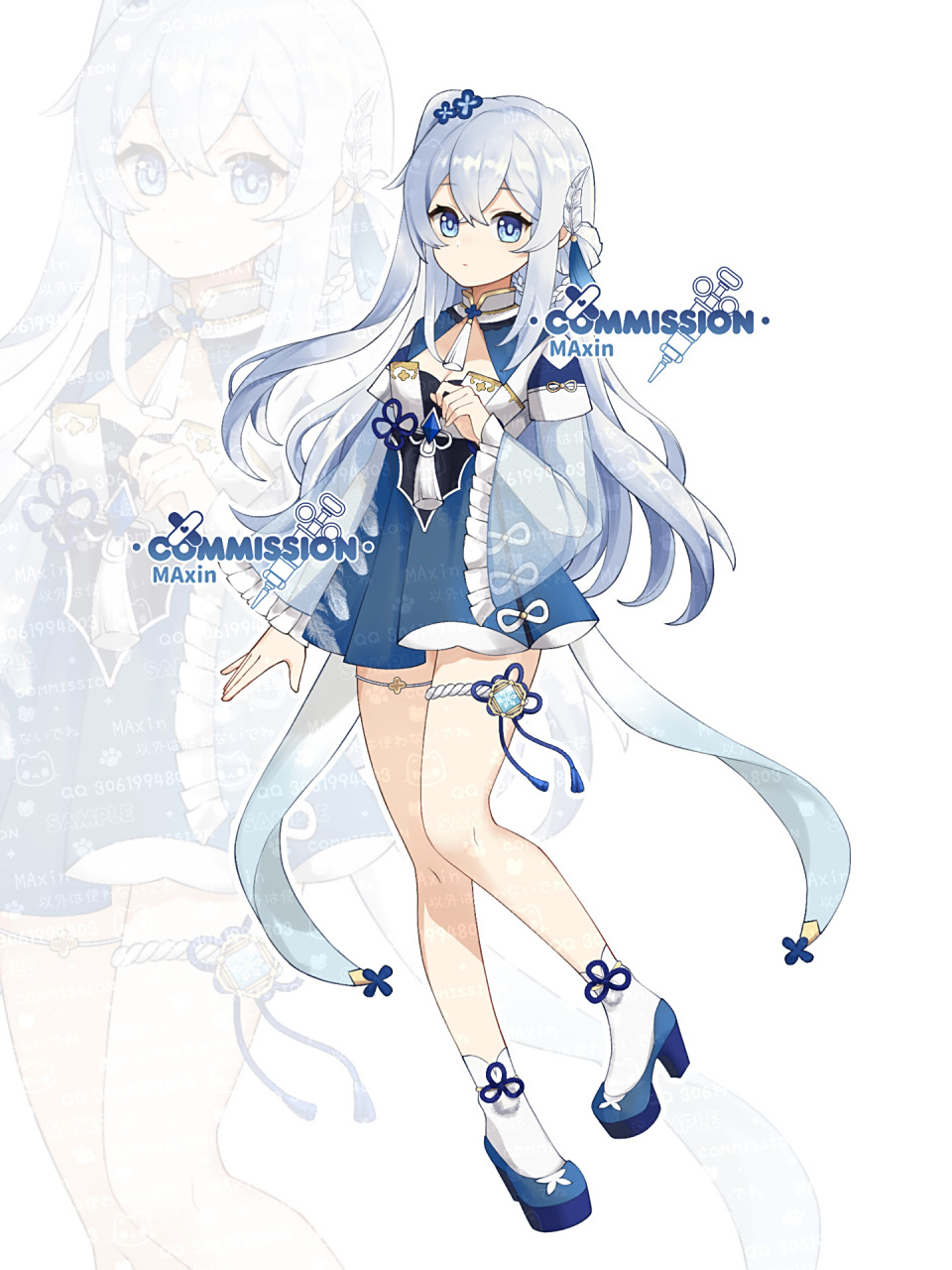 原神oc|06 雪黎 立绘展示 不懂白毛蓝色系妹妹的人永别了06