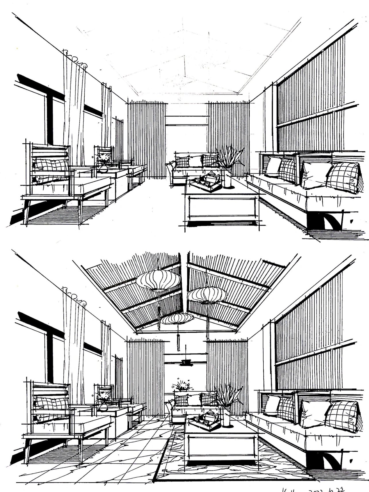 一点透视|客厅手绘效果图 7215绘画步骤/注意事项: 1.