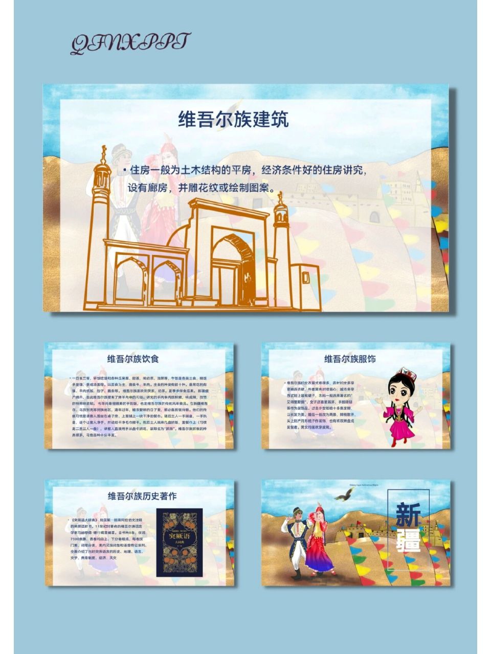 大美新疆最美新疆文化介绍ppt模板【455】 96共24页,可任意编辑修改