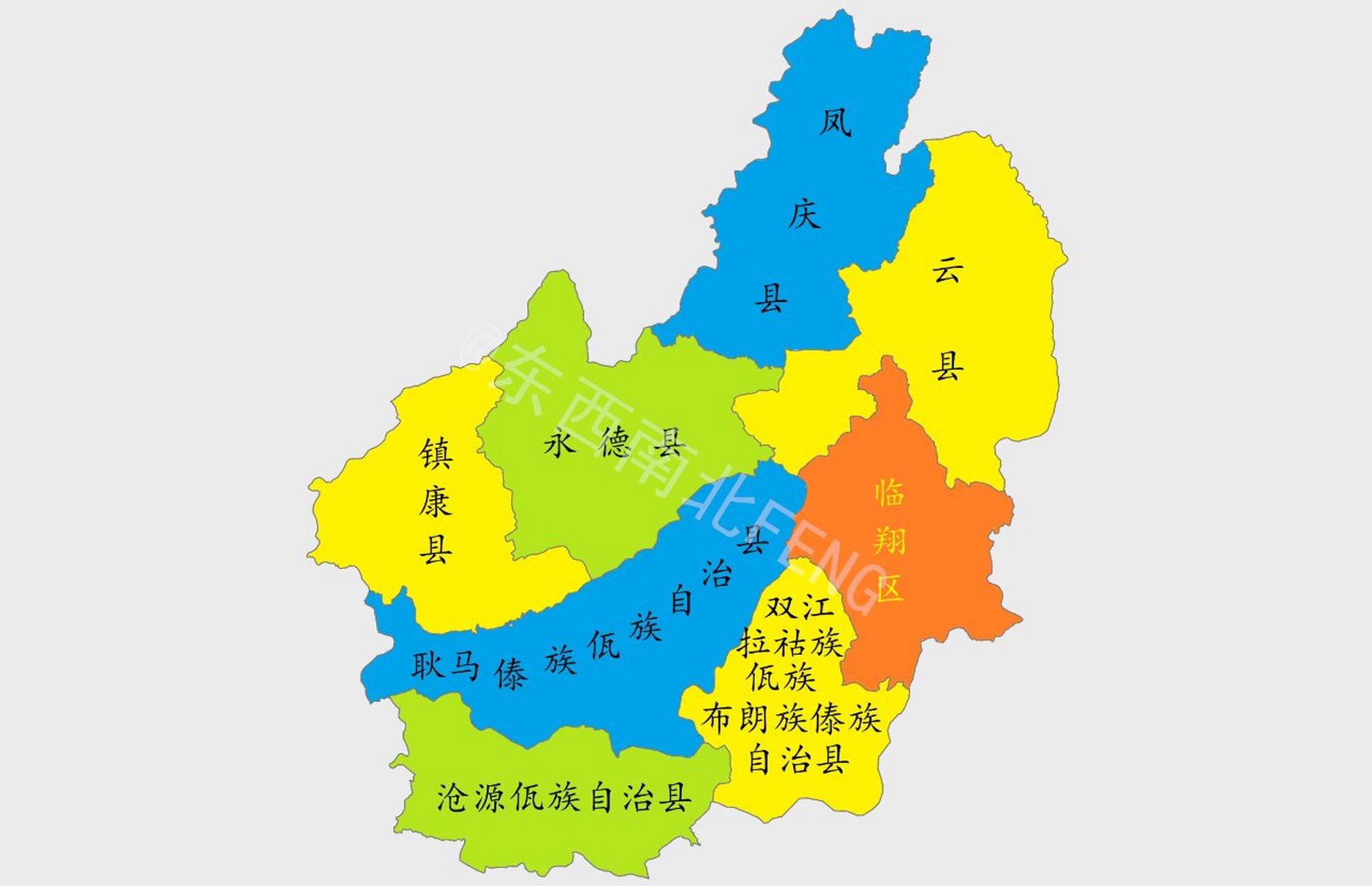 云南行政区划地图@临沧市 临沧市,位于云南省西南边境,因濒临澜沧江而