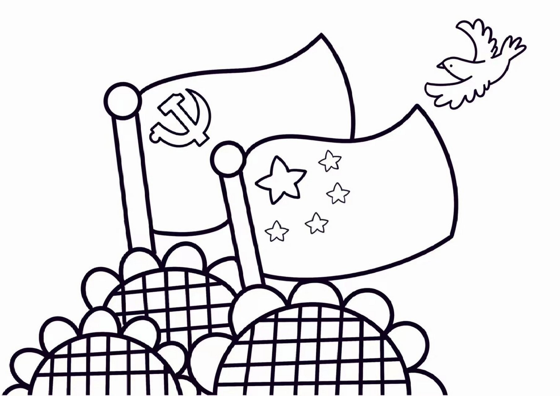 1七月一日建党,简笔画素材可打印99 7.