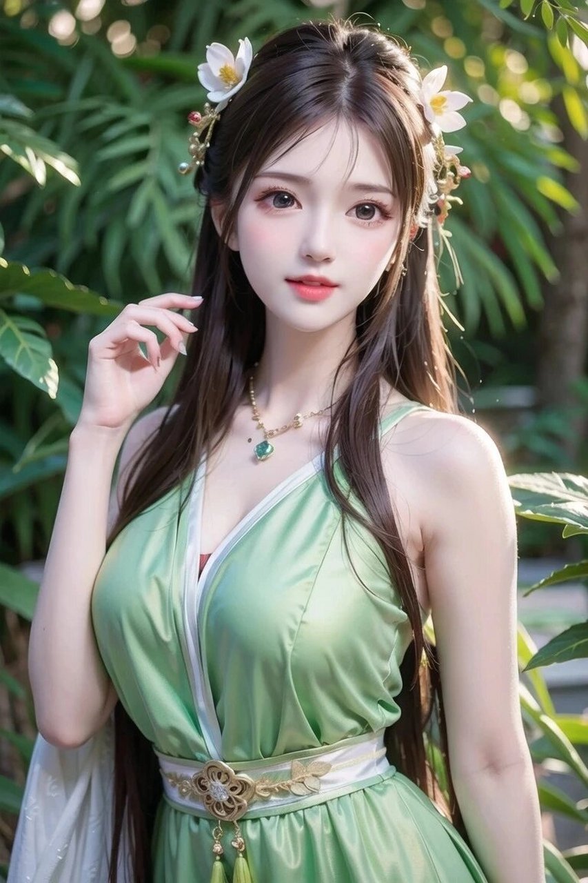 ai绘画|夏日竹林里俏丽的古风少女