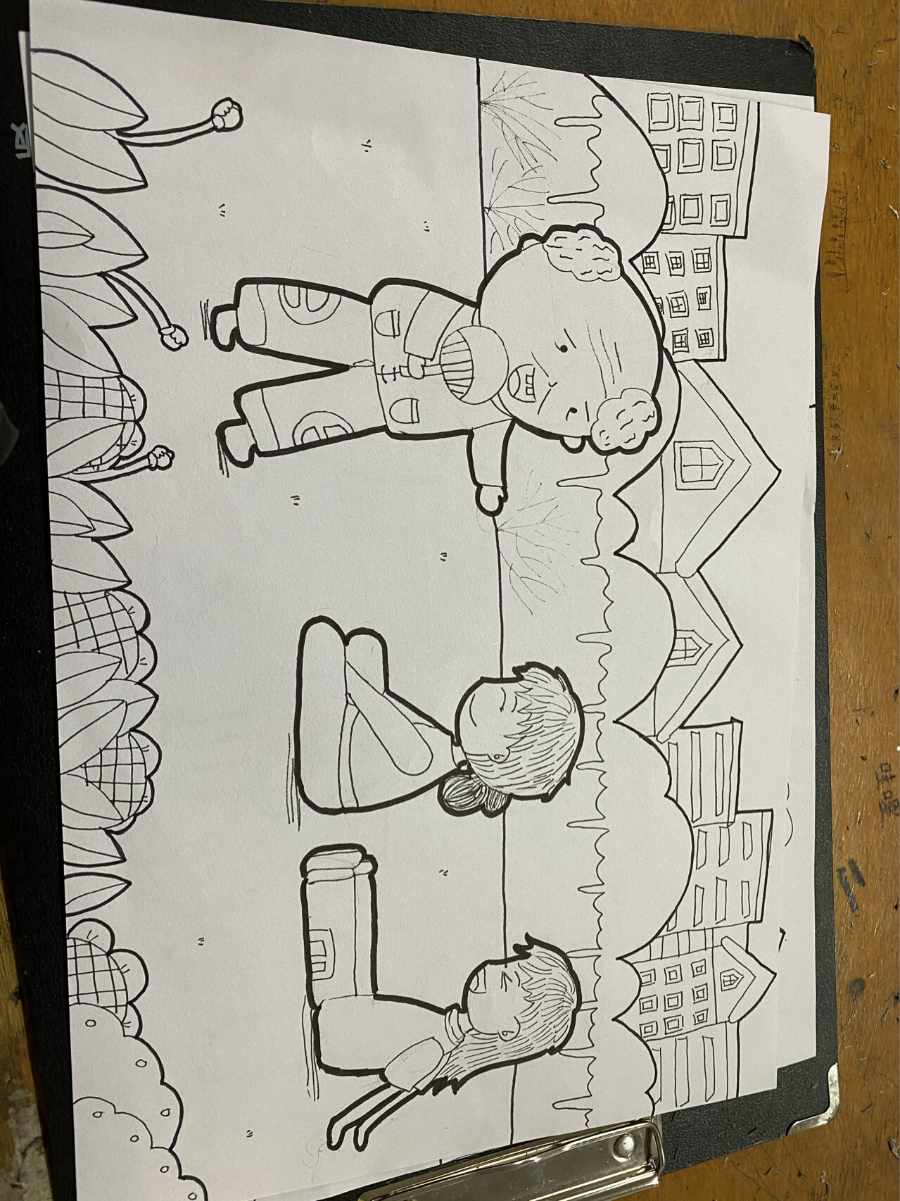 幼儿主题画简笔画之听爷爷讲故事