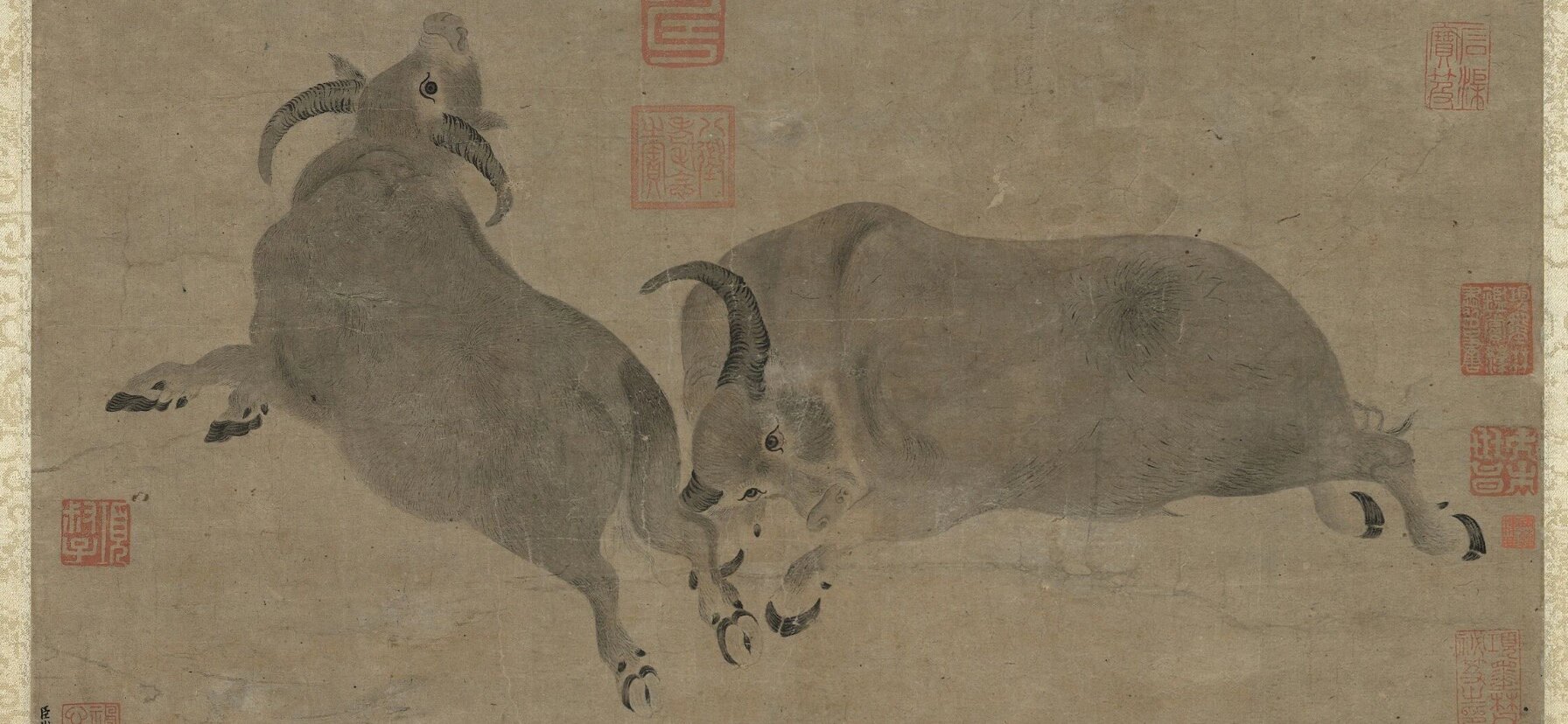 斗牛图 唐 戴嵩 台北故宫博物院.@史说教育的动态