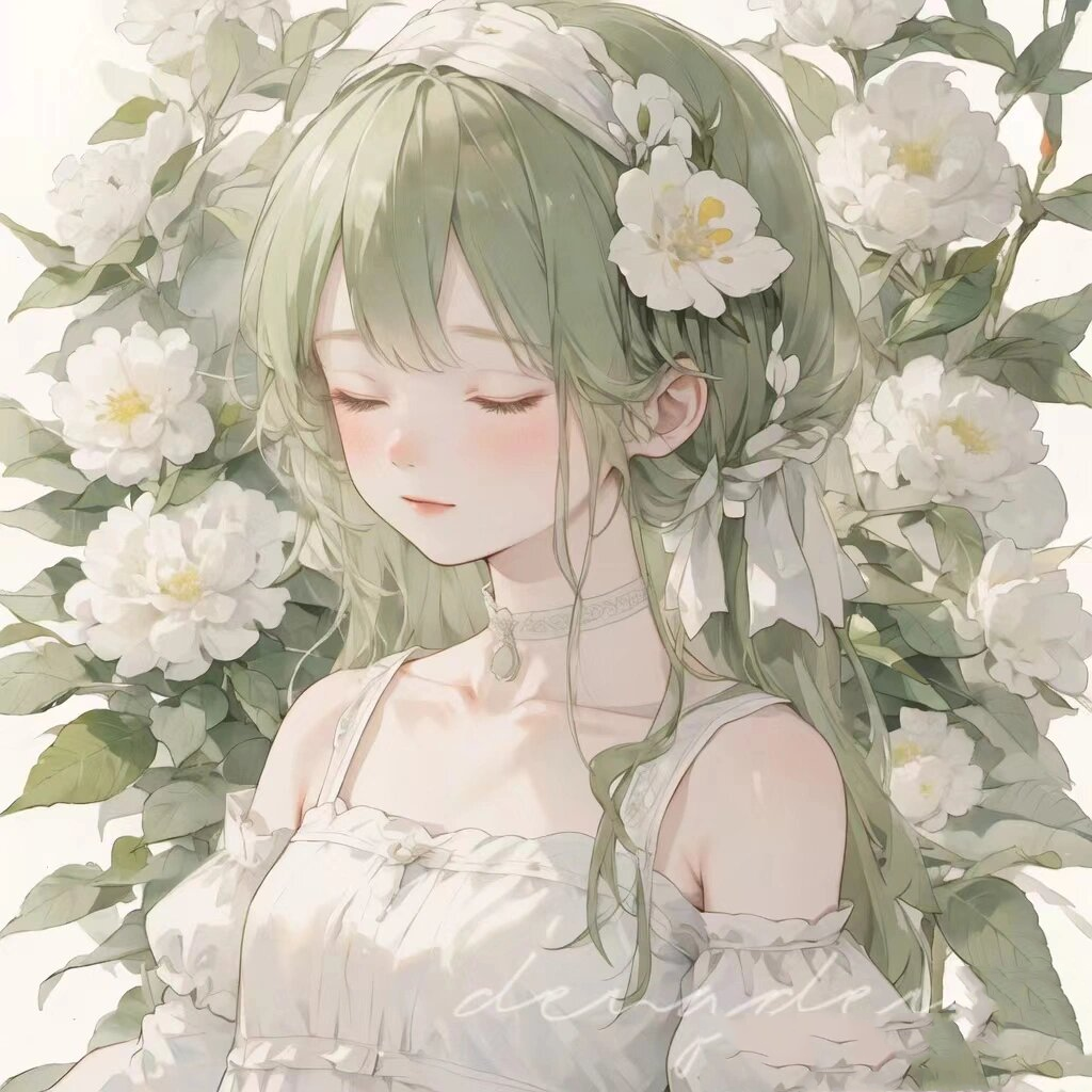 山茶花动漫女头像 原创