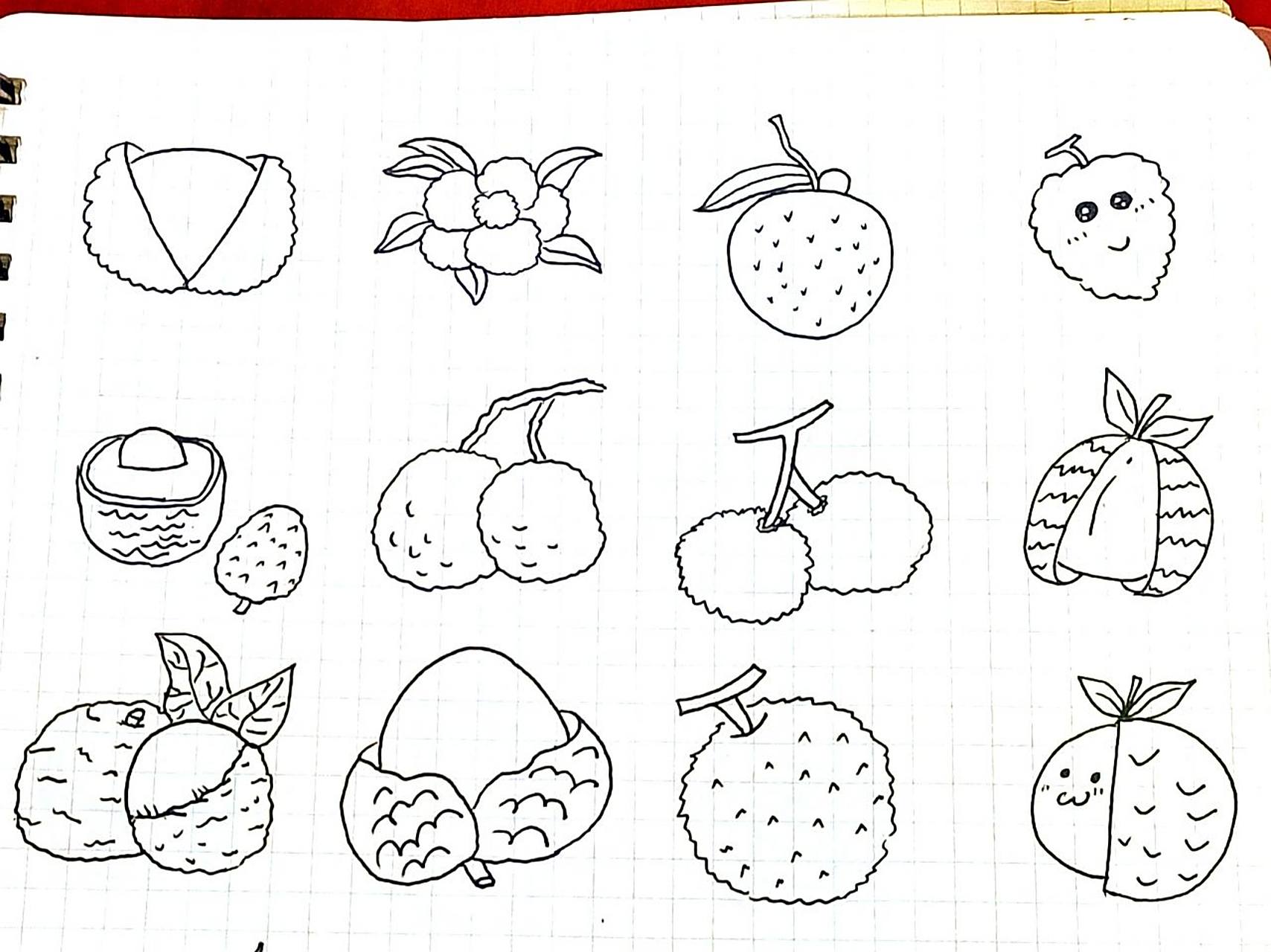 画个简笔画696/1000—荔枝