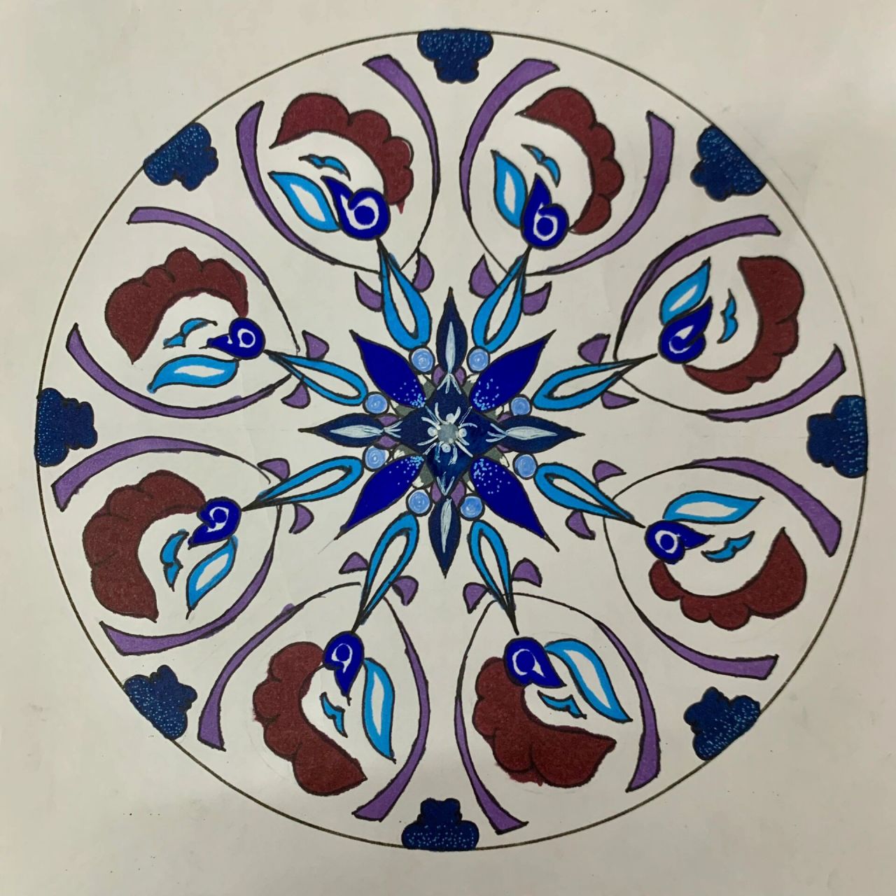 初中美术《扮靓生活的花卉纹样》作业分享2 初一孩子们的作业,太漂亮