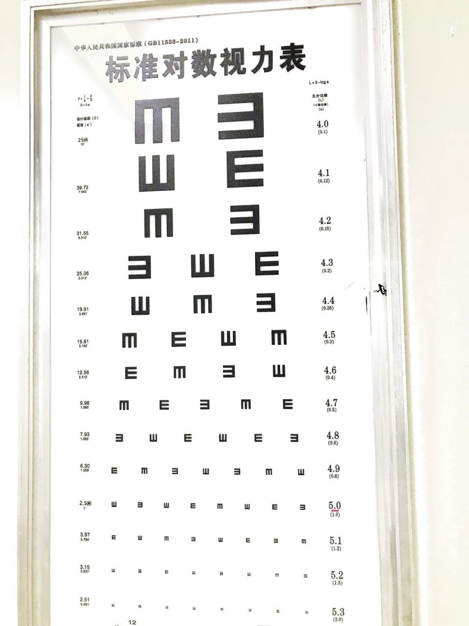 眼科医院专用视力表78快来看看你的视力 04经常在刷到很多小伙伴
