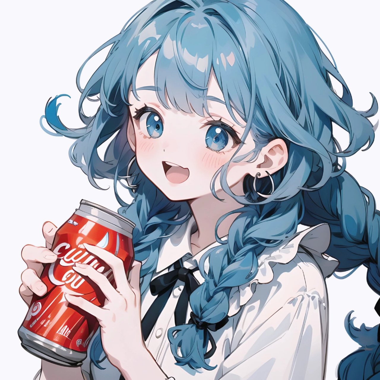 治愈系头像/可乐01女孩/夏天就要喝可乐 中午吃饭的时候喝了一罐