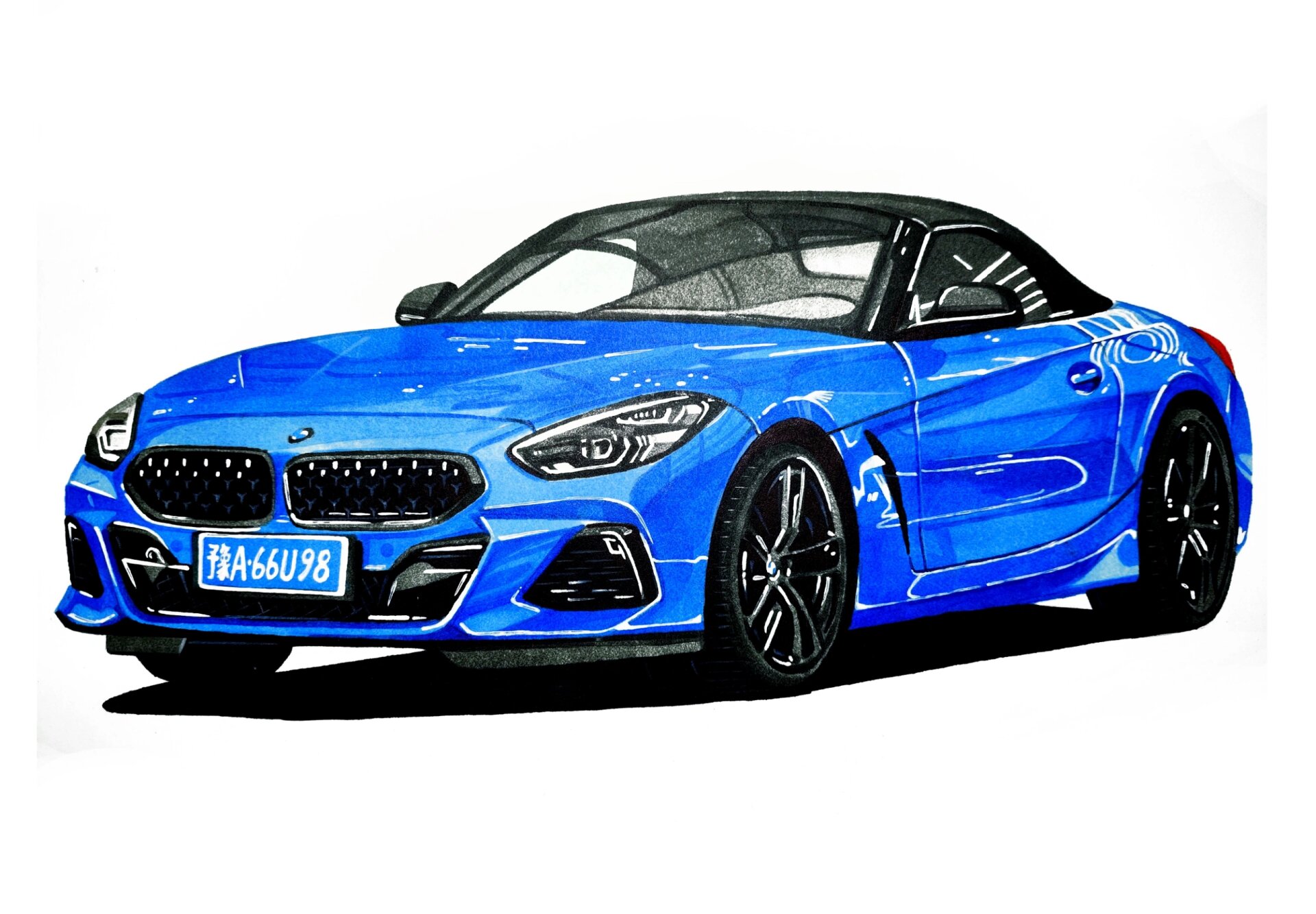 汽车手绘 bmw z4 忙里偷闲,还是画画才能让心静下来