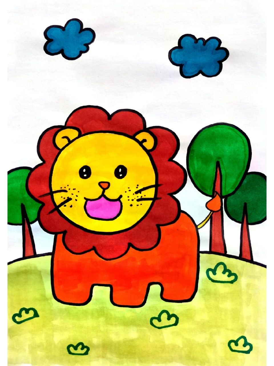 狮子妈妈和宝宝简笔画图片